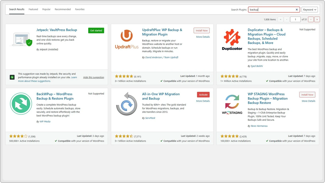 Use a Backup Plugin